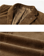 Men's corduroy blazer in brown, smart casual tailored fit for autumn winter