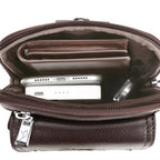 Men leather crossbody bag with zipper closure and adjustable shoulder strap