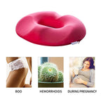 Memory foam donut seat cushion for hemorrhoid and tailbone pain relief