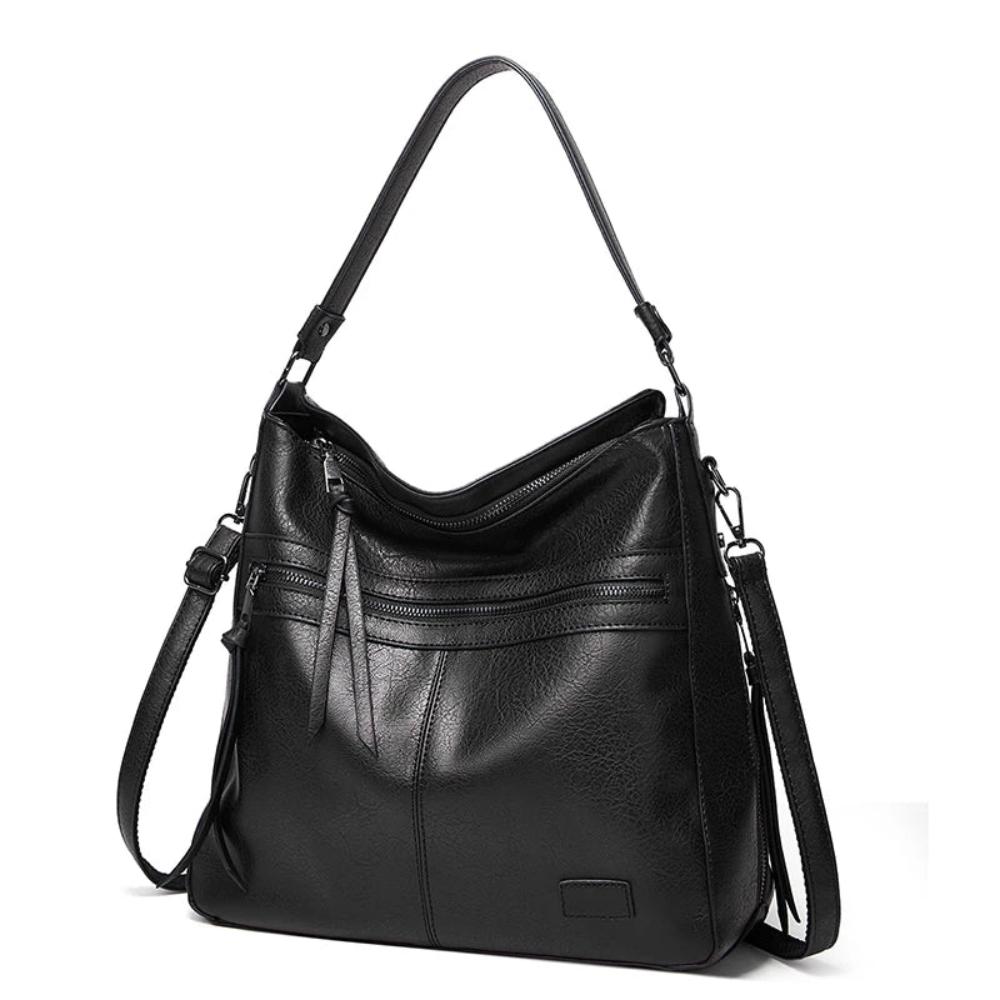 Women structured shoulder bag with magnetic flap closure and adjustable strap