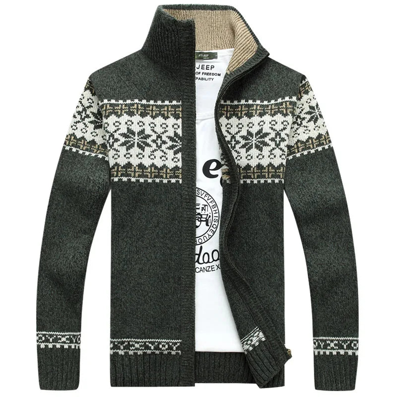 christmas jumper men | Fair Isle Full-Zip Cardigan Nordic Knit Sweater