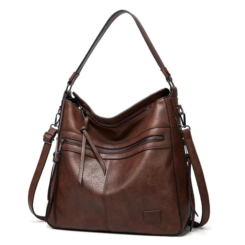 Women structured shoulder bag with magnetic flap closure and adjustable strap