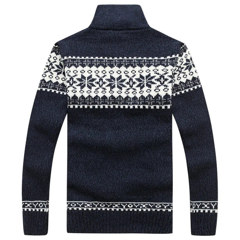 christmas jumper men | Fair Isle Full-Zip Cardigan Nordic Knit Sweater