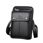 Men leather crossbody bag with zipper closure and adjustable shoulder strap
