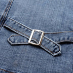 Women casual denim jacket relaxed fit with button-front closure and chest pockets