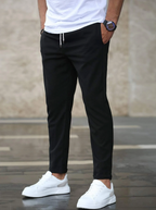 Men's slim fit jogger pants with drawstring waist, casual streetwear style
