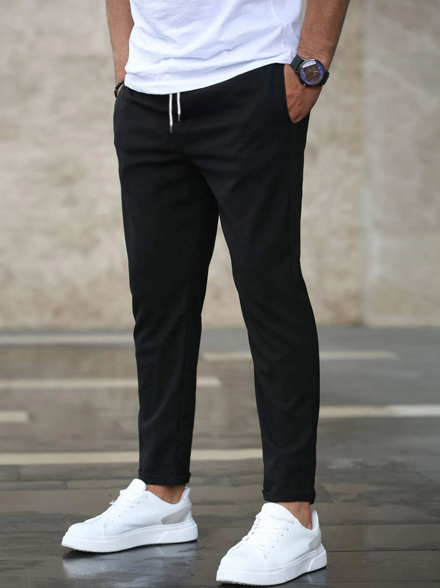 Men's slim fit jogger pants with drawstring waist, casual streetwear style