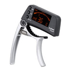 Guitar capo and tuner 2-in-1 clip-on with chromatic LCD display, aluminium alloy