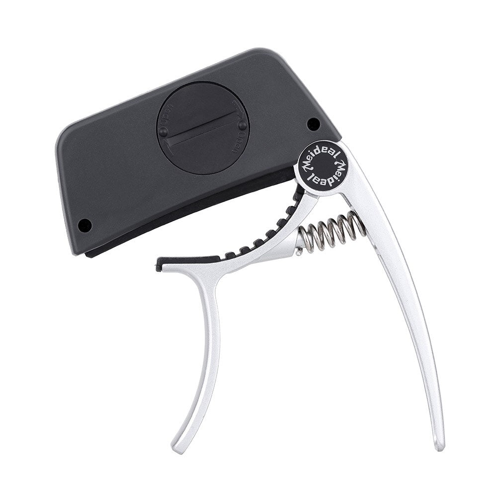 Guitar capo and tuner 2-in-1 clip-on with chromatic LCD display, aluminium alloy
