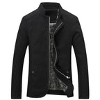 Men slim fit lightweight zip up jacket with band collar and side pockets