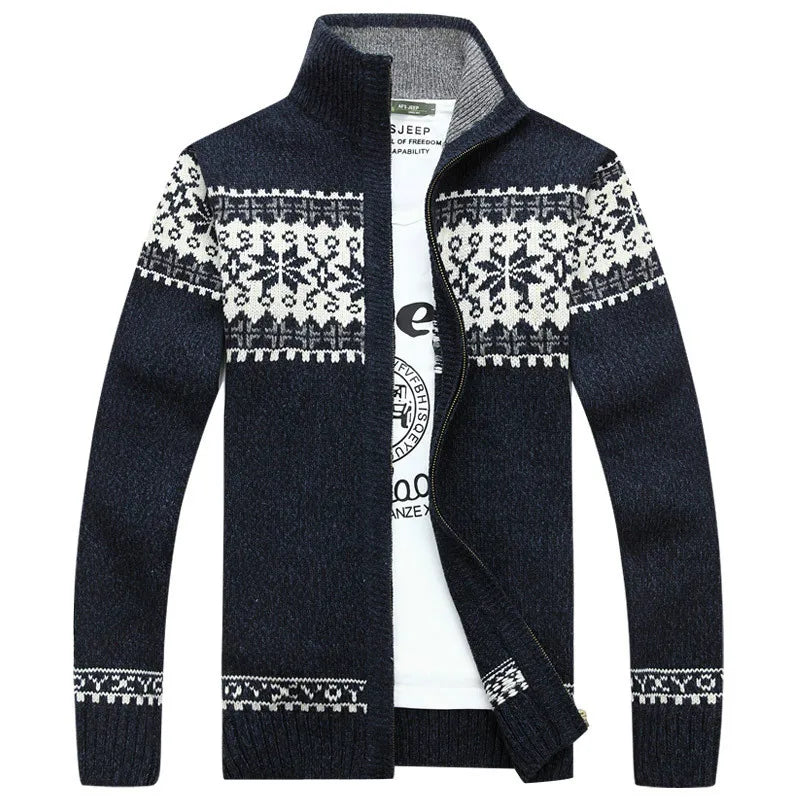 christmas jumper men | Fair Isle Full-Zip Cardigan Nordic Knit Sweater