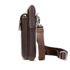 Men leather crossbody bag with zipper closure and adjustable shoulder strap