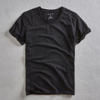 Men cotton vintage t-shirt Japanese minimalist O-neck organic cotton