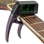 Guitar capo and tuner 2-in-1 clip-on with chromatic LCD display, aluminium alloy