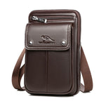 Men leather crossbody bag with zipper closure and adjustable shoulder strap