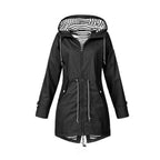Women's raincoat windproof waterproof with adjustable hood and zip closure