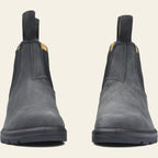 Women's leather ankle boots in grey and black, elegant timeless design for autumn and winter