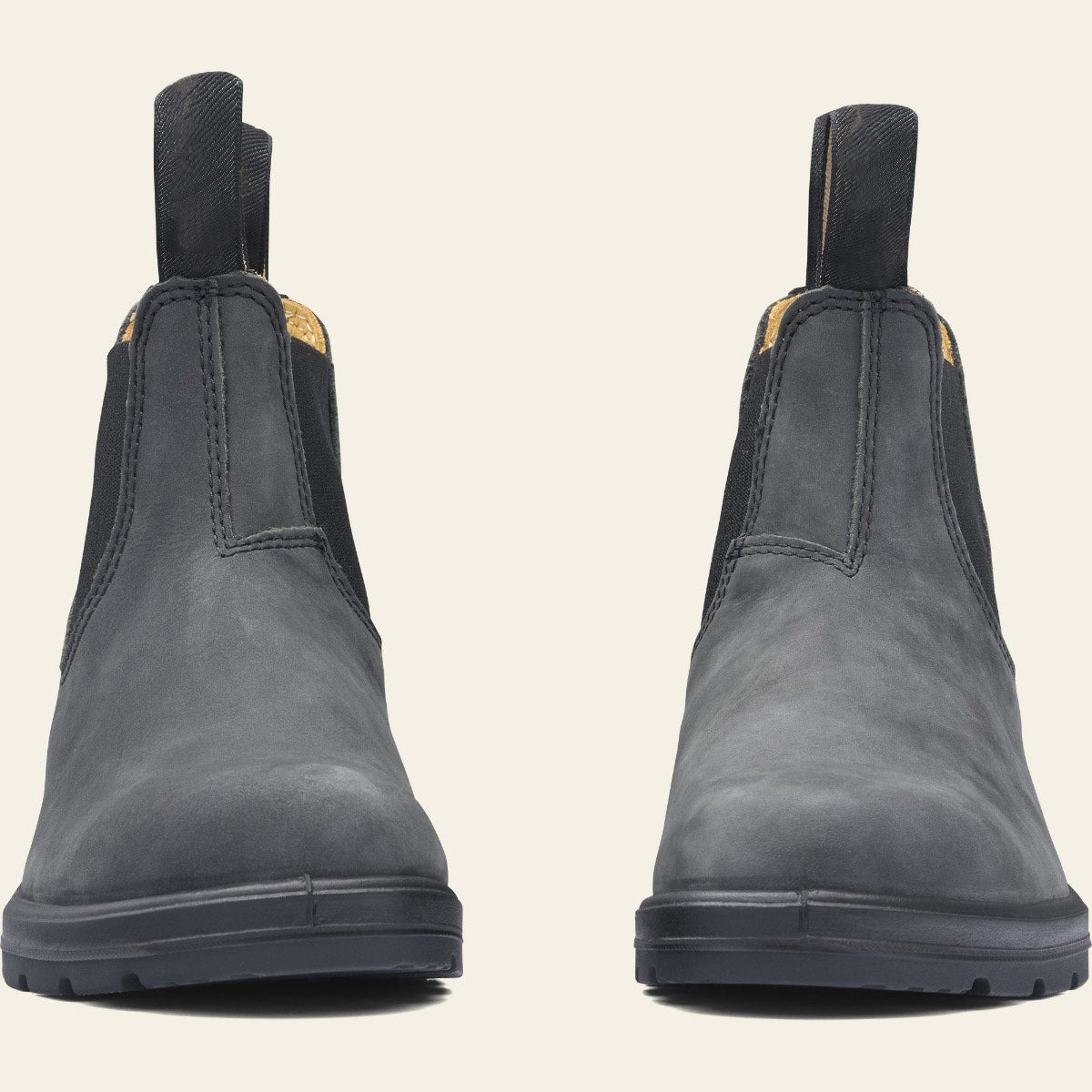 Women's leather ankle boots in grey and black, elegant timeless design for autumn and winter