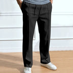 Men's slim fit trousers with elastic waistband, flexible smart casual pants