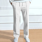 Men's slim fit trousers with elastic waistband, flexible smart casual pants