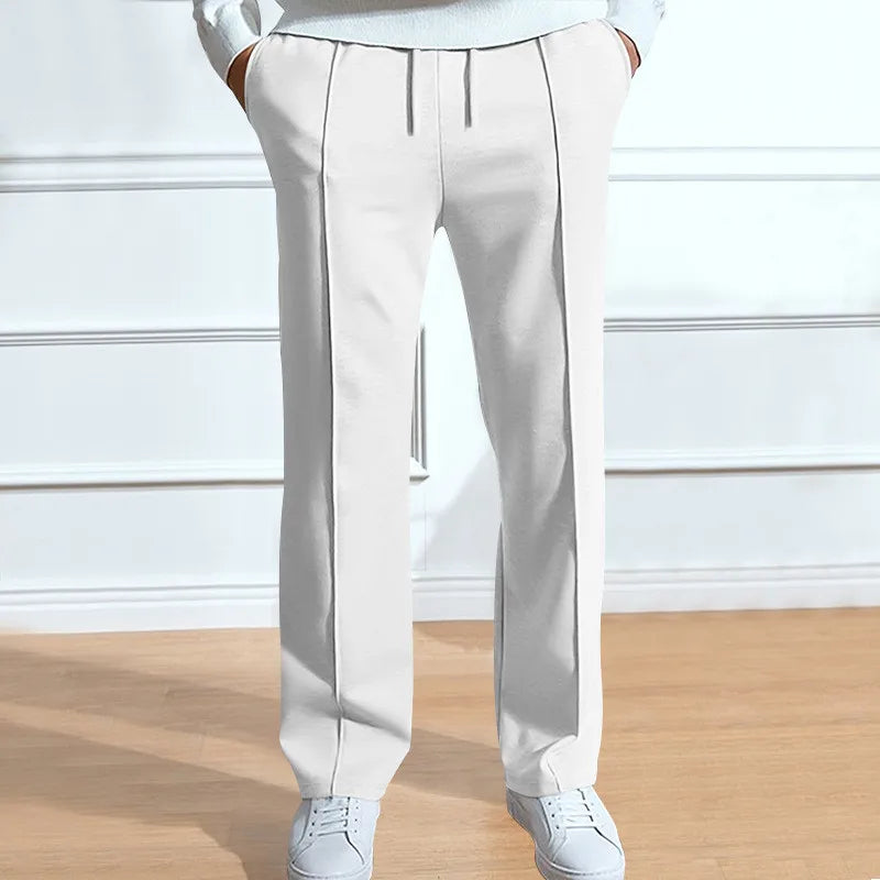 Men's slim fit trousers with elastic waistband, flexible smart casual pants