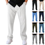 Men's slim fit trousers with elastic waistband, flexible smart casual pants