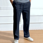 Men's slim fit trousers with elastic waistband, flexible smart casual pants