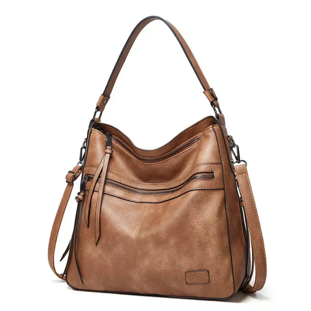 Women structured shoulder bag with magnetic flap closure and adjustable strap