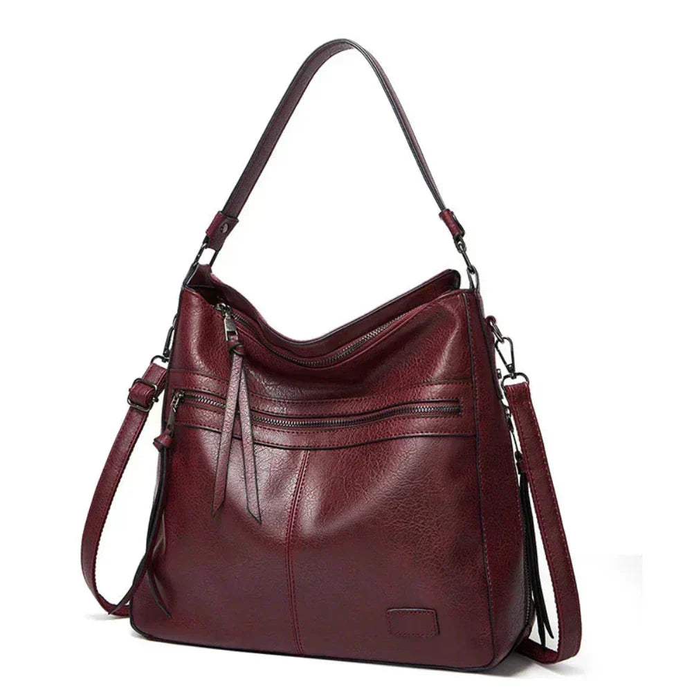 Women structured shoulder bag with magnetic flap closure and adjustable strap