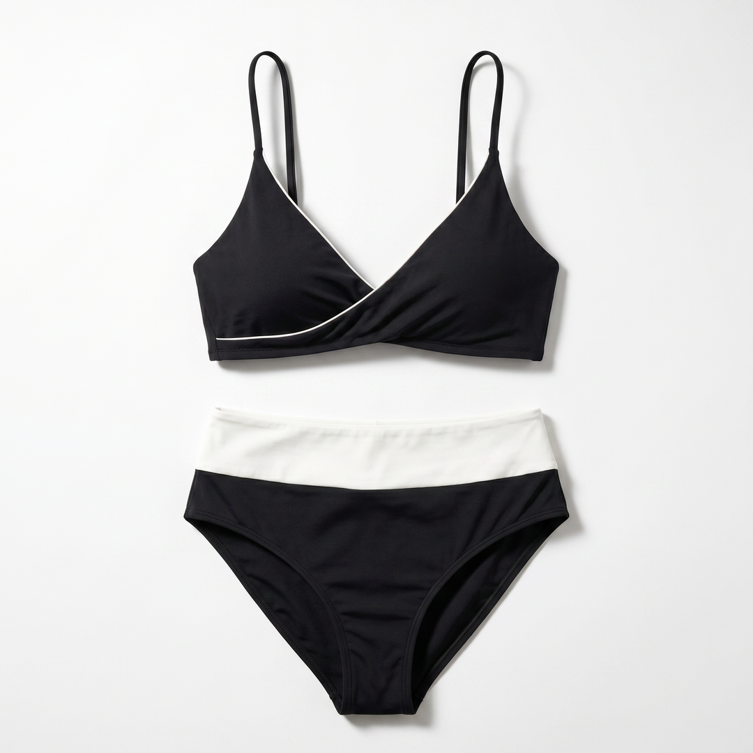 Bikini Top | Black Coconut Reversible Wrap Seamless Crop Swim Top