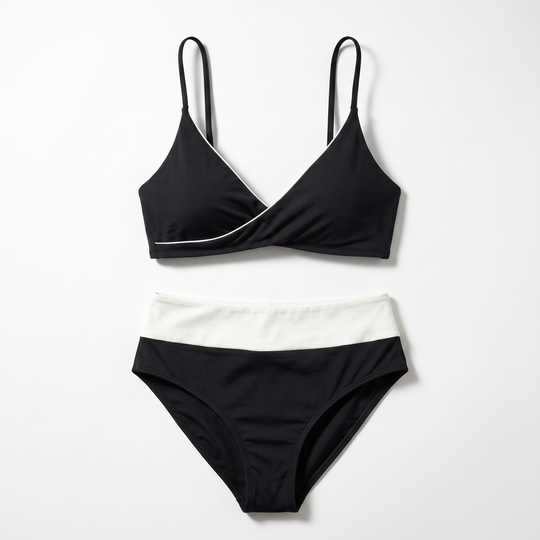 Bikini Top | Black Coconut Reversible Wrap Seamless Crop Swim Top