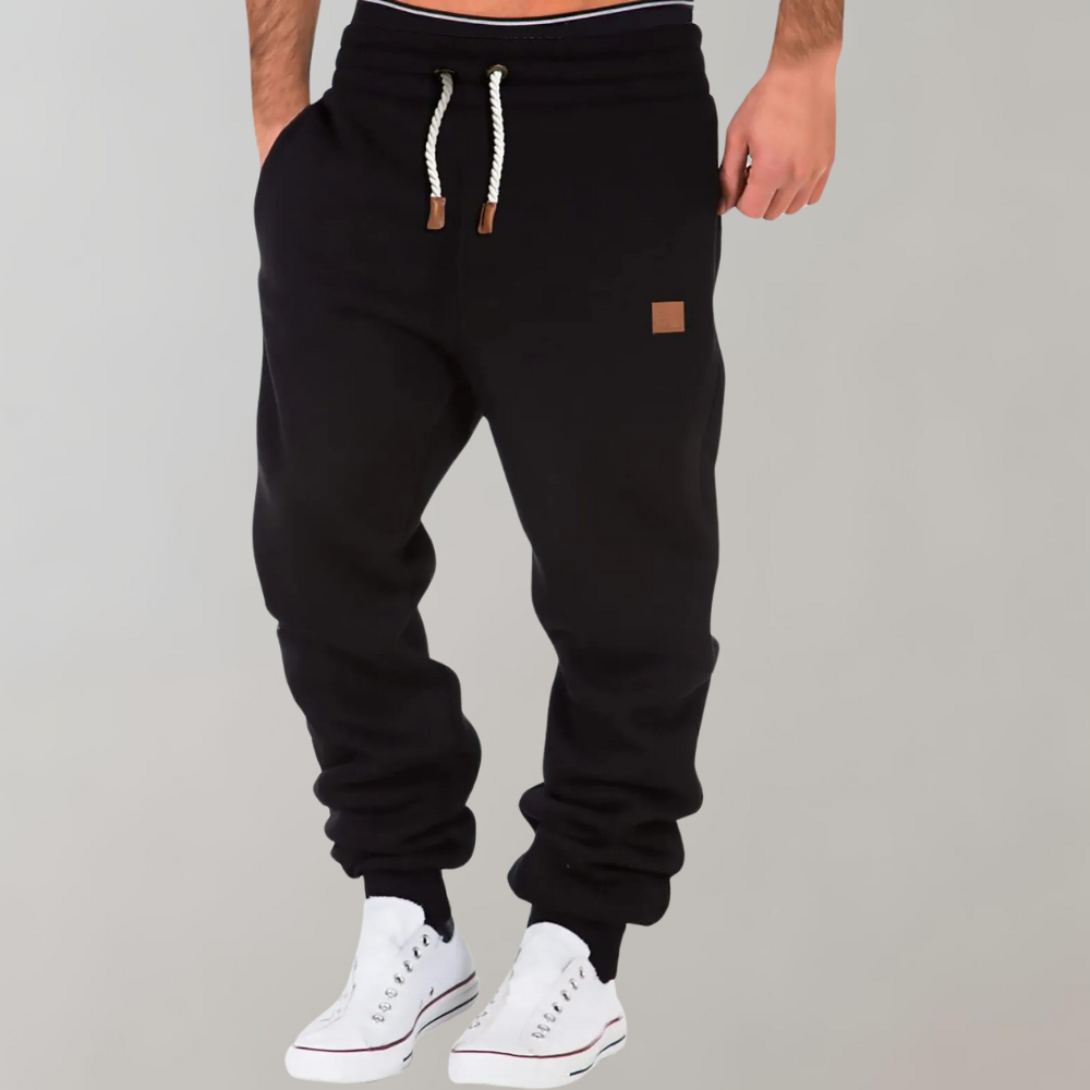 Men's jogger pants with elastic waistband and drawstring, casual relaxed fit