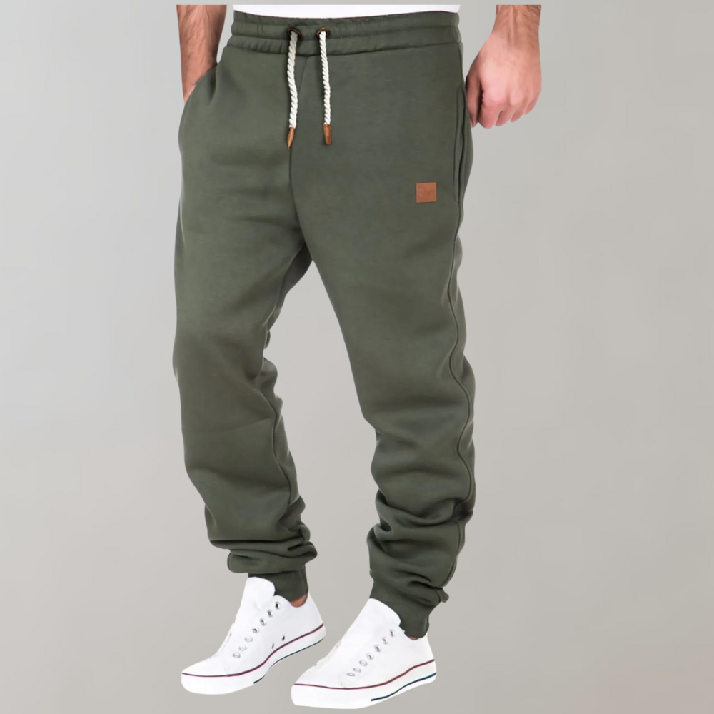 Men's jogger pants with elastic waistband and drawstring, casual relaxed fit