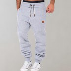 Men's jogger pants with elastic waistband and drawstring, casual relaxed fit