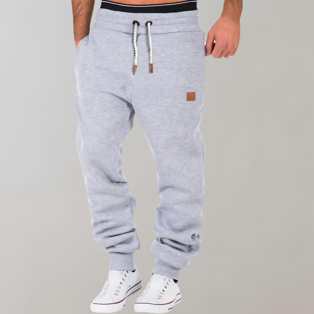 Men's jogger pants with elastic waistband and drawstring, casual relaxed fit