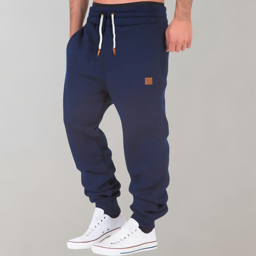 Men's jogger pants with elastic waistband and drawstring, casual relaxed fit