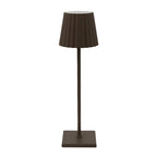 Dimmable rechargeable wireless LED table lamp with pleated shade warm white light