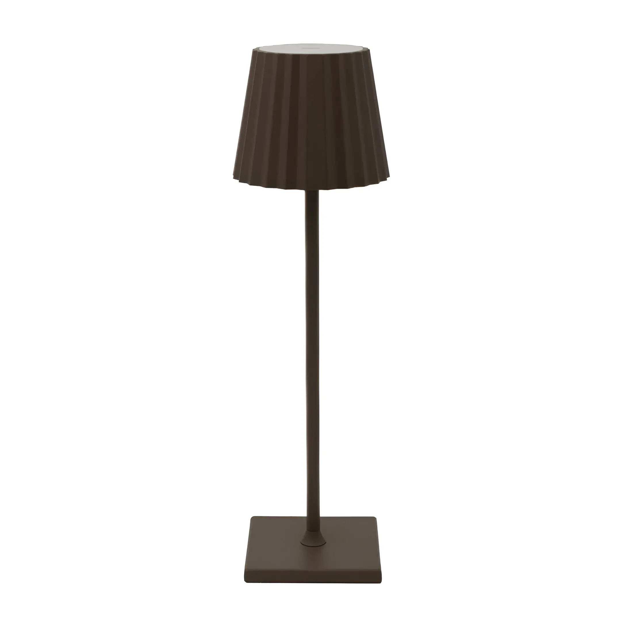 Dimmable rechargeable wireless LED table lamp with pleated shade warm white light