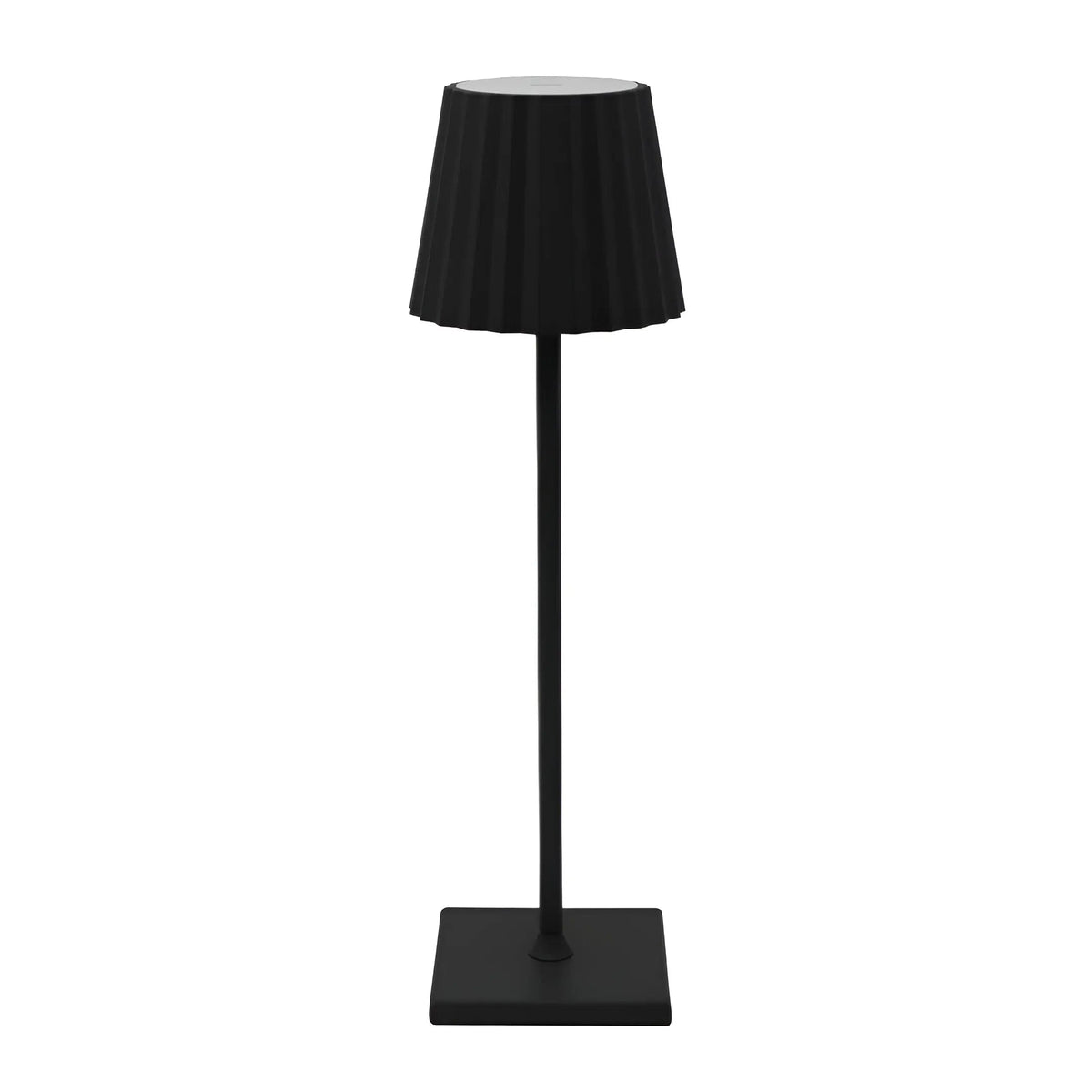 Dimmable rechargeable wireless LED table lamp with pleated shade warm white light