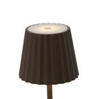 Dimmable rechargeable wireless LED table lamp with pleated shade warm white light