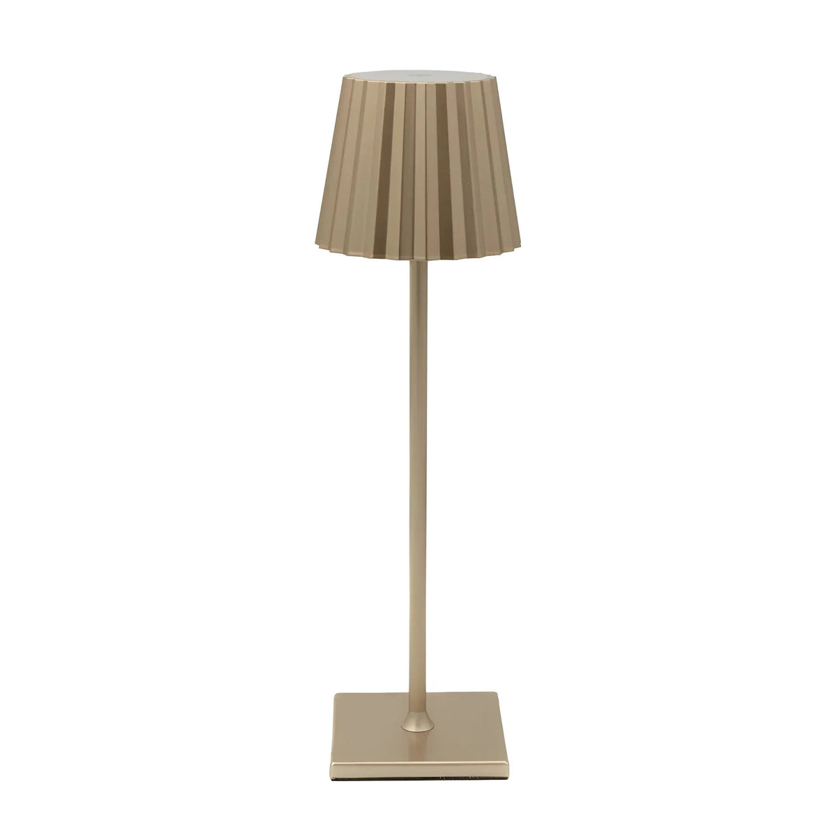 Dimmable rechargeable wireless LED table lamp with pleated shade warm white light