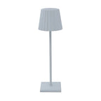 Dimmable rechargeable wireless LED table lamp with pleated shade warm white light