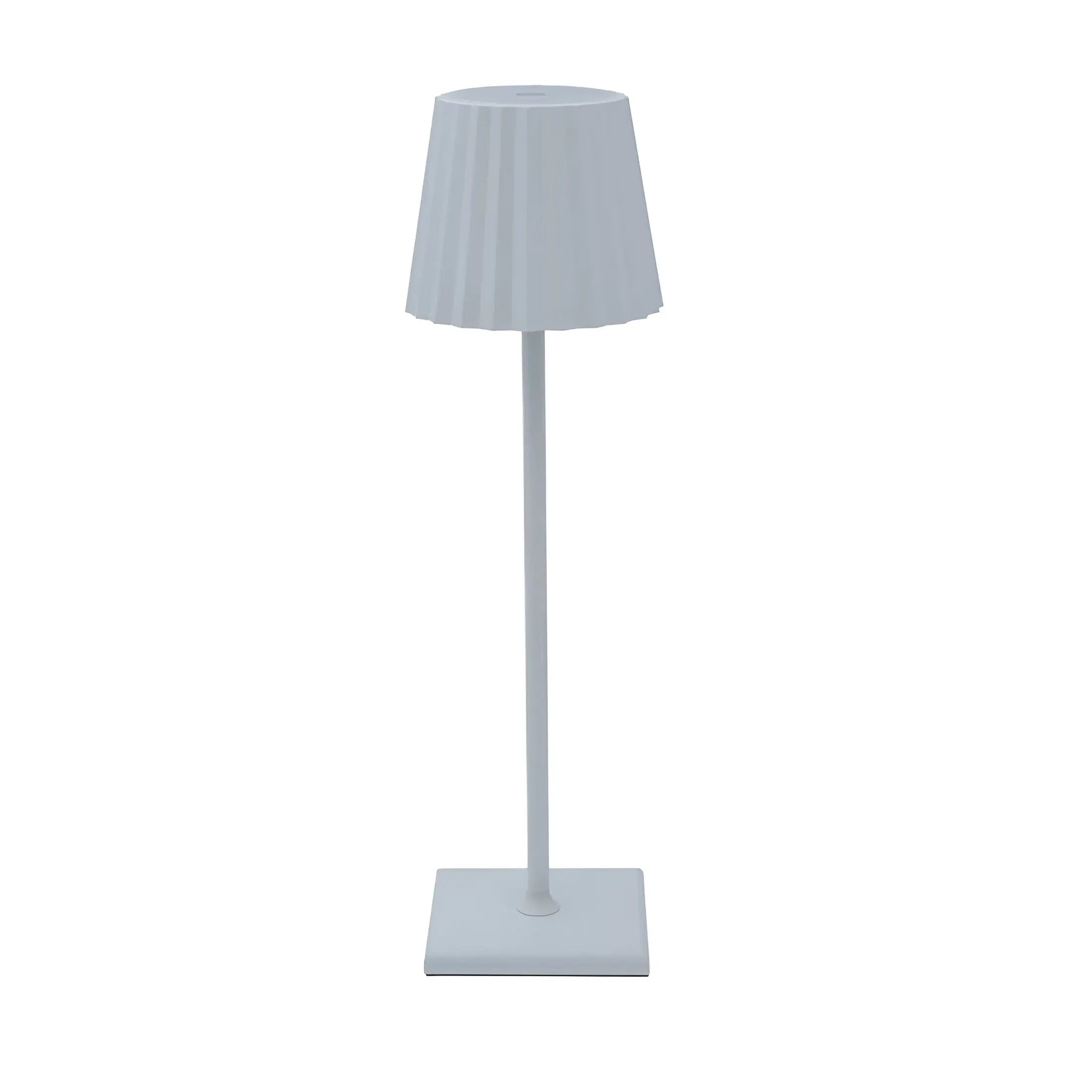 Dimmable rechargeable wireless LED table lamp with pleated shade warm white light