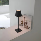 Dimmable rechargeable wireless LED table lamp with pleated shade warm white light