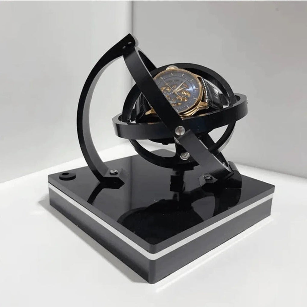 Automatic watch winder for mechanical watches with quiet motor and programmable rotation