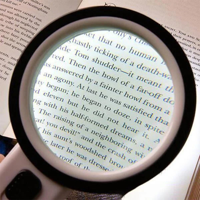 Magnifying glass with LED light, 30x optical magnification, reading aid for seniors