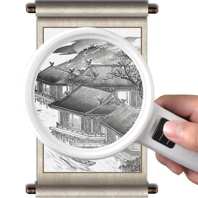 Magnifying glass with LED light, 30x optical magnification, reading aid for seniors