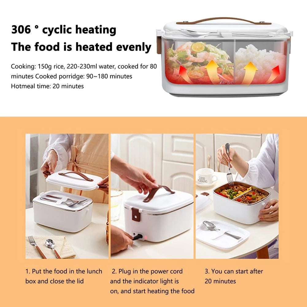 Electric lunch box 3-in-1 car and office food heater 1.8L capacity