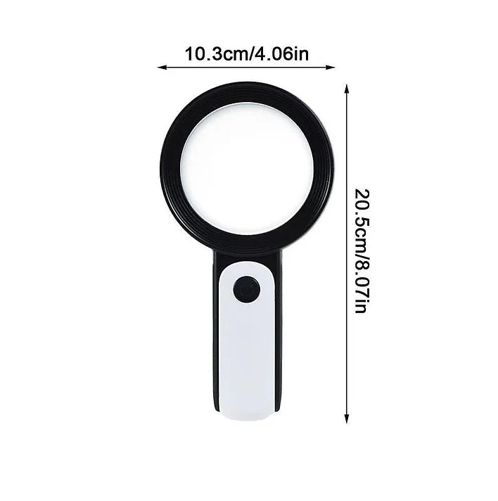 Magnifying glass for seniors with 30X zoom and 12 built-in LED lights, lightweight handheld