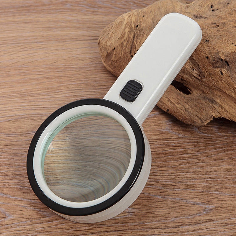 Magnifying glass with LED light, 30x optical magnification, reading aid for seniors